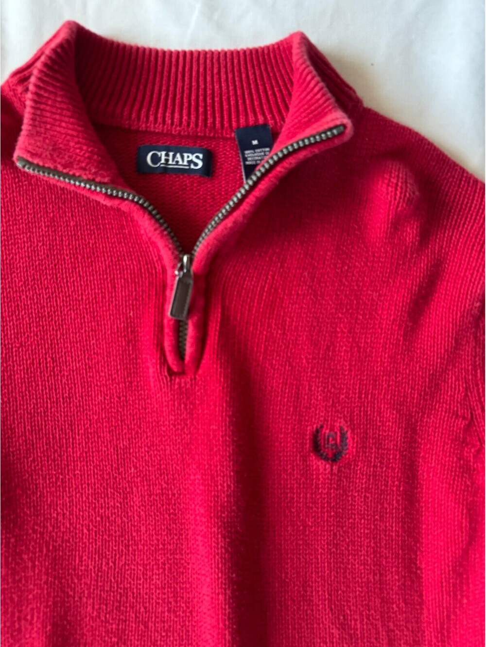 Chaps Men's Red Half-Zip Pullover Sweater Medium